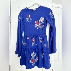 ASOS Petite Embroidered Tiered Smock Dress with Long Sleeves